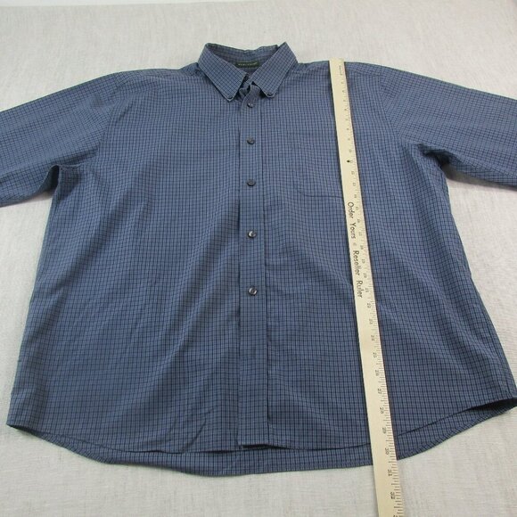 Eddie Bauer Wrinkle Resistant Shirt Mens XL Blue Plaid Classic Fit Button Down - Picture 6 of 9